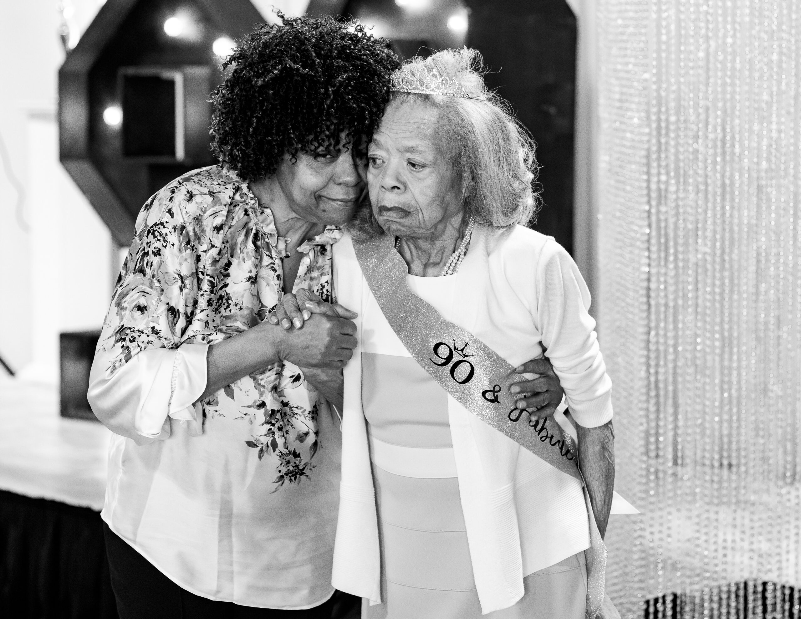 Walking with her grandmother